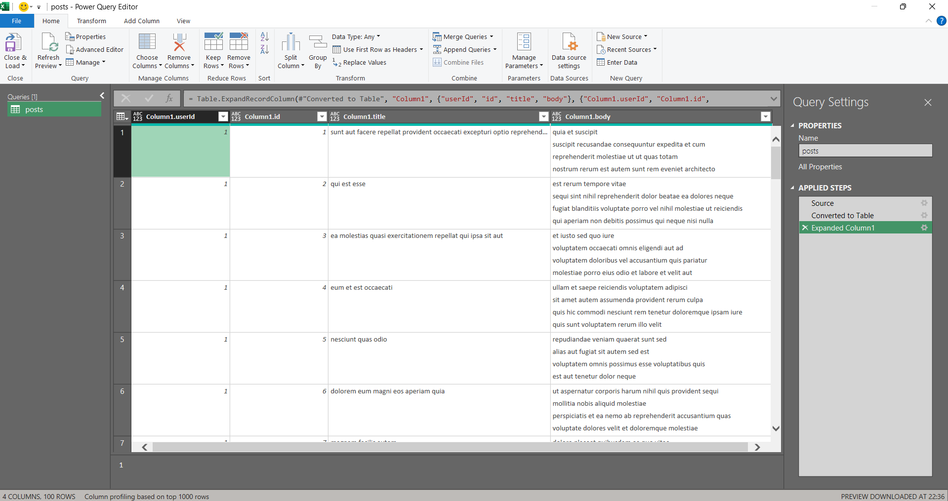 Importing JSON into Excel