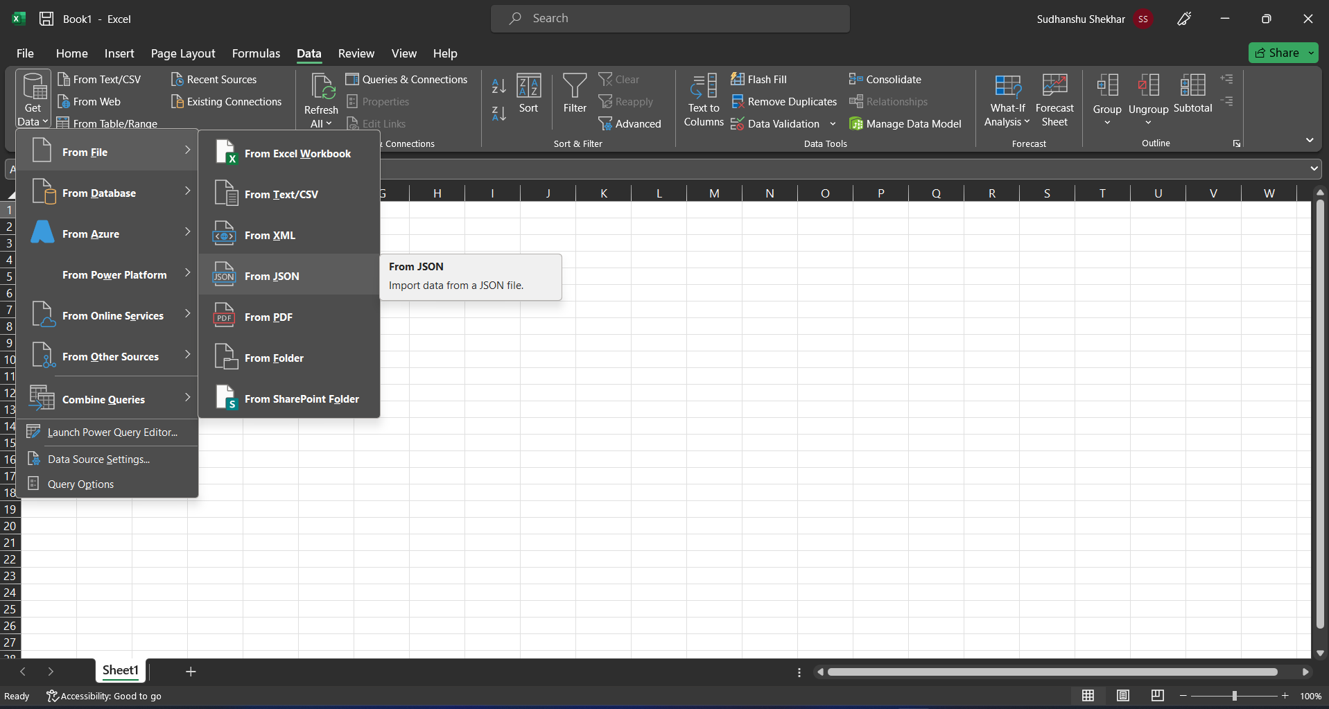 Importing JSON into Excel